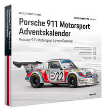 Load image into Gallery viewer, FRANZIS Porsche 911 Motorsport Advent Calendar - Carrera RSR Turbo 2.1 1:43 Model Kit with Engine Sound Base, A2 Poster & 52-Page Book