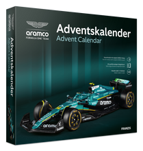 Load image into Gallery viewer, FRANZIS Aston Martin Aramco F1 Advent Calendar — AMR25 1:43 Model Kit with Engine Sound Base, A2 Poster & 52-Page Book
