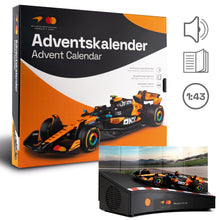 Load image into Gallery viewer, Franzis McLaren Racing Advent Calendar — MCL39 1:43 F1 Model Kit with Engine Sound Base, A2 Poster &amp; 52-Page Book
