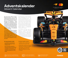 Load image into Gallery viewer, Franzis McLaren Racing Advent Calendar — MCL39 1:43 F1 Model Kit with Engine Sound Base, A2 Poster &amp; 52-Page Book
